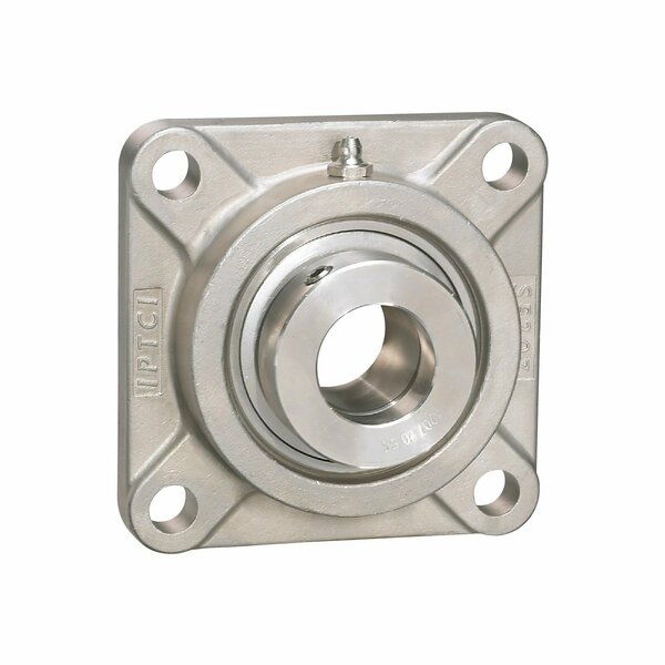 Iptci 4-Bolt Flange Ball Bearing Unit, .75 in Bore, Stainless Hsg, Stainless Insert, Eccentric Collar Lock SNASF204-12